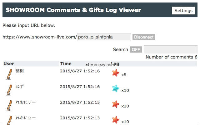【图】SHOWROOM Comments & Gifts Viewer(截图1)