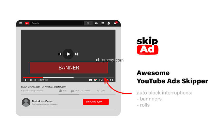 【图】SkipAd – Ad Block & Auto Ad Skip on YouTube(截图 1)
